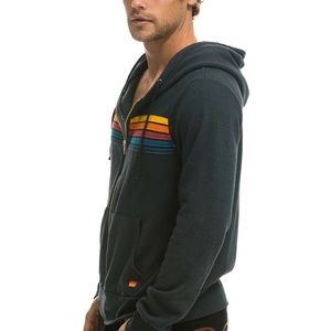 Aviator Nation five-stripe unisex hoodie, Charcoal, XXL
